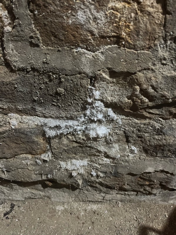 Humidité d'un mur l'eau coule dans la cave à Villeurbanne
